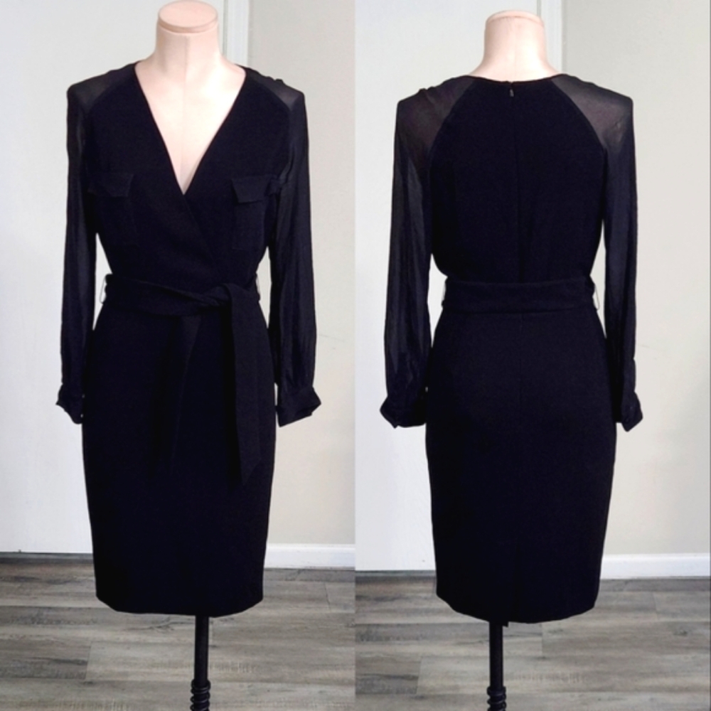MaxMara Sophisticated Black Long Sleeve Dress Silk